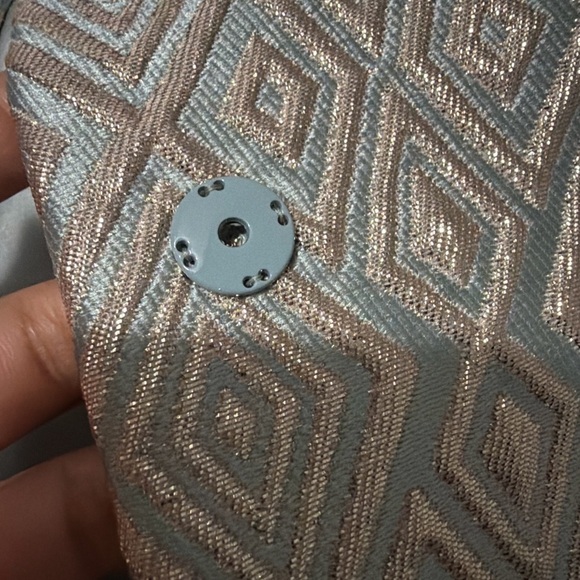 Max Mara Pianoforte Metallic Brocade Silk-Lined Jacket | Silver Blue | Sz 6 - Picture 10 of 14